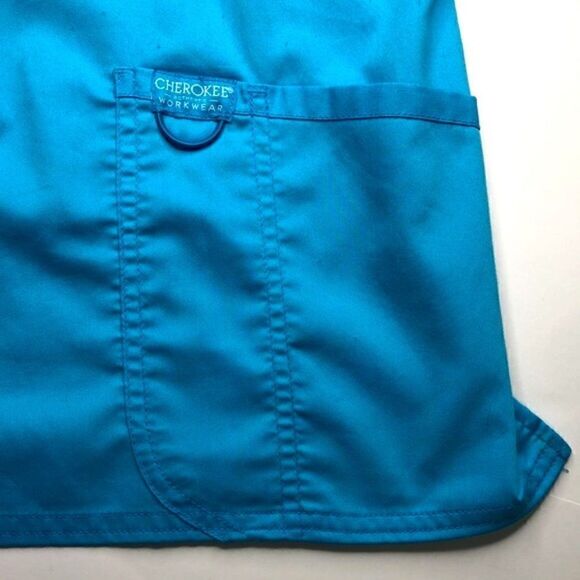 HP Cherokee Authentic Workwear Revolution Scrub Top, Short Sleeve Aqua Blue XS - Picture 5 of 7